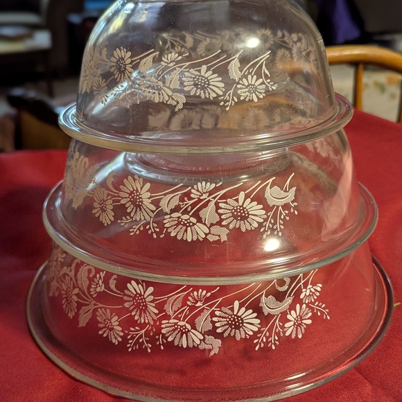 Floral Glass Mixing Bowl Set - Picture 1 of 5